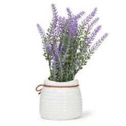 Juvale Artificial Lavender Flowers In Ceramic Vase For Bathroom Decor (9 X 3.3 In) -Home Shop GUEST 006e962c 596b 4e09 89dc da145e890b8c