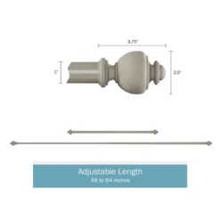 1-Inch Curtain Rod- Decorative Modern Urn Finials & Hardware- For Home Decor In Bedroom, Living Room & Kitchen, 48-84-Inch By Lavish Home (Gray)