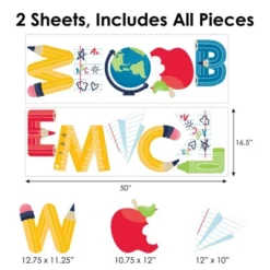 Big Dot Of Happiness Back To School - Peel And Stick First Day Of School Classroom Decorations Large Banner Wall Decals - Welcome Back -Home Shop GUEST 018e810d 6649 438d 86be 8a037569efb8