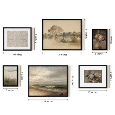 Americanflat 6 Piece Vintage Gallery Wall Art Set - Elm Tree Landscape, The Shore, Woven Silk Textile, Floral Still By Maple + Oak 4 Americanflat 6 Piece Vintage Gallery Wall Art Set - Elm Tree Landscape, The Shore, Woven Silk Textile, Floral Still By Maple + Oak - Image 2
