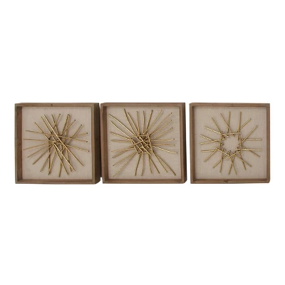 Wood Geometric Sticks Wall Decor Set Of 3 Gold - Olivia & May 7 Wood Geometric Sticks Wall Decor Set Of 3 Gold - Olivia & May - Image 5