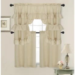 Kate Aurora Country Farmhouse Living Solid Colored Cafe Kitchen Curtain Tier & Swag Valance Set -Home Shop GUEST 09660004 a8f7 4dba 98c2 a2de1fa511ef