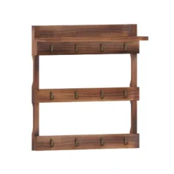 Merrick Lane Steeley Wooden Wall Mount Mug Rack Organizer With Upper Storage Shelf And Metal Hanging Hooks With No Assembly Required -Home Shop GUEST 0a1ebeaf 5c4e 495d 8dd9 5192a49d09e5