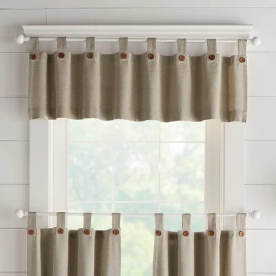 Tucker Solid Button Tab Top Window Kitchen Valance - Elrene Home Fashions 7 Tucker Solid Button Tab Top Window Kitchen Valance - Elrene Home Fashions - Image 5