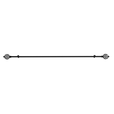 Hastings Home 3/4" X 48-84" Curtain Rod With Decorative Twisted Sphere Finials & Hardware For Home Décor In Bedroom & Kitchen - Black 3 Hastings Home 3/4" X 48-84" Curtain Rod With Decorative Twisted Sphere Finials & Hardware For Home Décor In Bedroom & Kitchen - Black