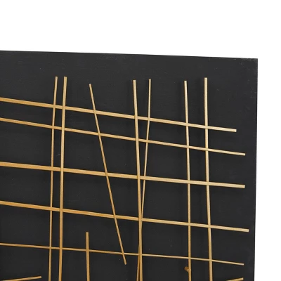 Metal Geometric Overlapping Lines Wall Decor With Black Backing Gold - CosmoLiving By Cosmopolitan 3 Metal Geometric Overlapping Lines Wall Decor With Black Backing Gold - CosmoLiving By Cosmopolitan