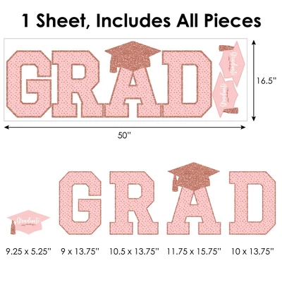 Big Dot Of Happiness Rose Gold Graduation Party Decor - Vinyl Wall Decals - Grad 7 Big Dot Of Happiness Rose Gold Graduation Party Decor - Vinyl Wall Decals - Grad - Image 5