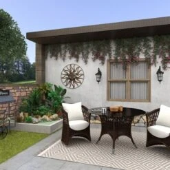 Metal Sunburst Indoor Outdoor Round Wall Decor With Distressed Copper Like Finish Brown - Olivia & May -Home Shop GUEST 1480afb2 fb01 4700 b581 400aac009e69