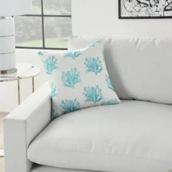 18"x18" Reversible Indoor/Outdoor Coral And Dotted Square Throw Pillow Turquoise - Mina Victory -Home Shop GUEST 178c1d0c 1c7e 47f6 a789 3910e073e372