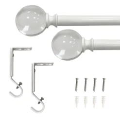 Decorative Drapery Curtain Rod With Acrylic Ball Finials White - Lumi Home Furnishings -Home Shop GUEST 17cad20d 15bd 4354 a892 53be5401bc5d