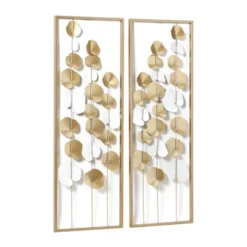 Metal Leaf Tall CutOut Wall Decor With Gold Frame Set Of 2 Gold - Olivia & May -Home Shop GUEST 1970a4cc 6258 43c3 bb2f 3be7227f9066