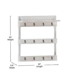 Merrick Lane Steeley Wooden Wall Mount Mug Rack Organizer With Upper Storage Shelf And Metal Hanging Hooks With No Assembly Required -Home Shop GUEST 19dcae87 bac1 425b ba64 312bef461ac9