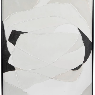Set Of 2 Contemporary Canvas Abstract Framed Wall Arts With Black Frames White - Olivia & May 6 Set Of 2 Contemporary Canvas Abstract Framed Wall Arts With Black Frames White - Olivia & May - Image 4