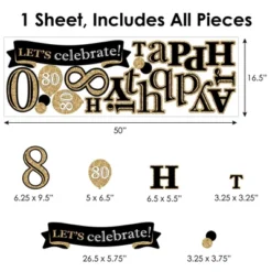 Big Dot Of Happiness Adult 80th Birthday - Gold - Peel And Stick Birthday Party Decoration - Wall Decals Backdrop -Home Shop GUEST 1ff2dc61 b7ff 4a69 8ddb ee487581fec3