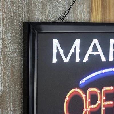 19" X 10" Man Cave Open 24/7 Framed LED Sign Red/Black - American Art Decor 6 19" X 10" Man Cave Open 24/7 Framed LED Sign Red/Black - American Art Decor - Image 4