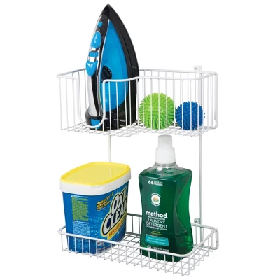 MDesign Metal 2-Level Wall Mount Laundry Storage Baskets, Iron Holder 7 MDesign Metal 2-Level Wall Mount Laundry Storage Baskets, Iron Holder - Image 5