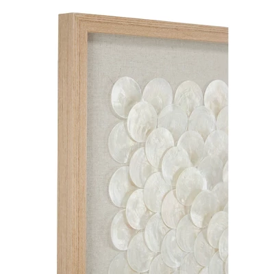 Shell Geometric Handmade Overlapping Shells Shadow Box With Canvas Backing Set Of 2 Cream - Olivia & May 4 Shell Geometric Handmade Overlapping Shells Shadow Box With Canvas Backing Set Of 2 Cream - Olivia & May - Image 2