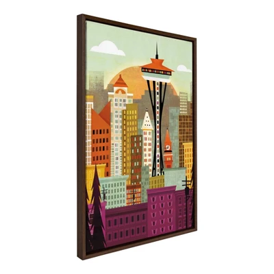 23" X 33" Sylvie Seattle Skyline Framed Canvas Wall Art By Amber Leaders Brown - Kate And Laurel 3 23" X 33" Sylvie Seattle Skyline Framed Canvas Wall Art By Amber Leaders Brown - Kate And Laurel