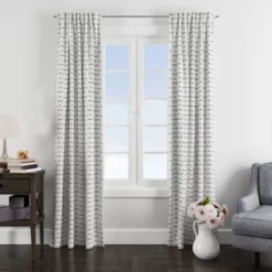 Bacati - Love Grey Kisses N Hugs Cotton Printed Single Window Curtain Panel -Home Shop GUEST 2586dfb8 fe10 4d57 b759 bbe123e1aae2