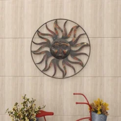 Metal Sunburst Indoor Outdoor Round Wall Decor With Distressed Copper Like Finish Brown - Olivia & May -Home Shop GUEST 25fbdad0 01d5 4721 9ff9 336cf7603c22