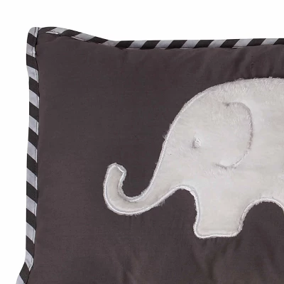 Bacati - Elephants White/Grey Throw Pillow 4 Bacati - Elephants White/Grey Throw Pillow - Image 2