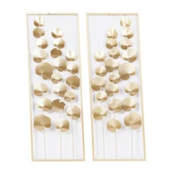 Metal Leaf Tall CutOut Wall Decor With Gold Frame Set Of 2 Gold - Olivia & May -Home Shop GUEST 2b5e05dc efd0 4e72 8d08 f7b1009cc465