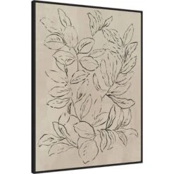 32" X 42" Outlined Leaves II By Asia Jensen Framed Canvas Wall Art Print - Amanti Art