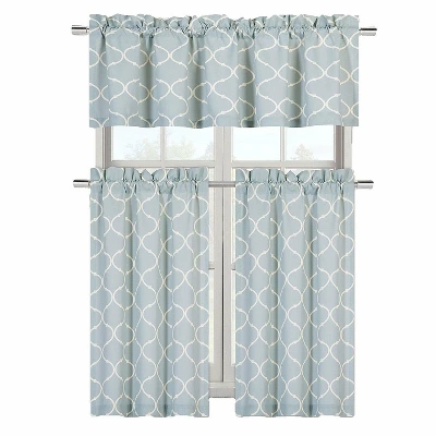 GoodGram Luxurious Turquoise Geometric Shabby 3 Piece Kitchen Curtain Tier & Valance Set - 58 In. W X 18 In. L 3 GoodGram Luxurious Turquoise Geometric Shabby 3 Piece Kitchen Curtain Tier & Valance Set - 58 In. W X 18 In. L