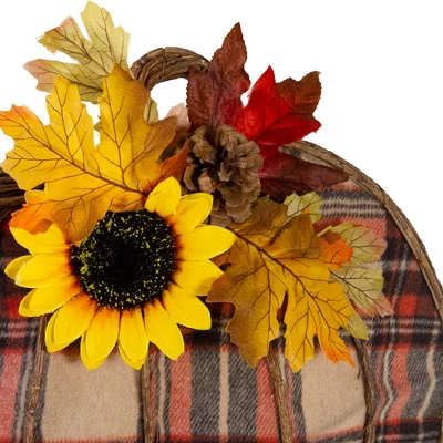 Northlight 14" Orange And Brown Plaid Fall Harvest Pumpkin Wall Decor 4 Northlight 14" Orange And Brown Plaid Fall Harvest Pumpkin Wall Decor - Image 2