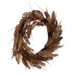 Vickerman Artificial 20" Brown Ivory Corn Wreath. Features Brown Grass And A Circular Grapevine Base. -Home Shop GUEST 3b746903 1569 461a 8b98 f838a43ee230