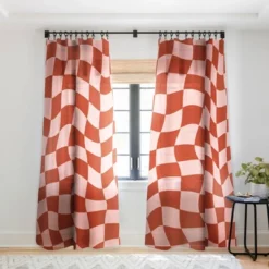 MariaMariaCreative Play Checkers Blush Single Panel Sheer Window Curtain - Deny Designs -Home Shop GUEST 3cbbee6d 8856 481d 8466 daba8eae9f02