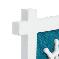 Okuna Outpost 4 Pack Coastal Decor For Home, Hanging Nautical Wall Decorations For Beach Theme Bathroom, 5.9 X 5.9 In, White, Blue -Home Shop GUEST 3daaf2fa ad91 4b4e 8245 52f82ed43785