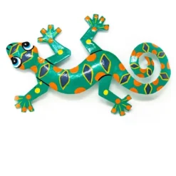 Global Crafts Eight Inch Painted Gecko Recycled Haitian Metal Wall Art -Home Shop GUEST 400b5e66 efbf 4bb1 8760 e81a62bb59c5