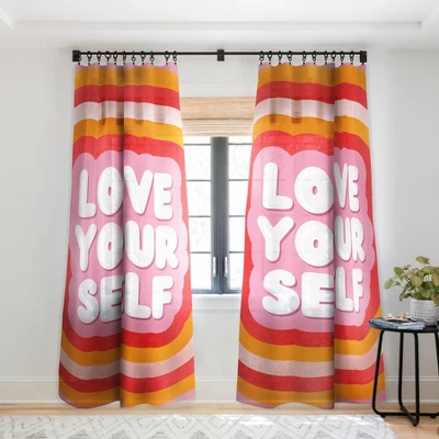 Showmemars Love Yourself Retro Type Single Panel Sheer Window Curtain - Society 6 8 Showmemars Love Yourself Retro Type Single Panel Sheer Window Curtain - Society 6 - Image 6