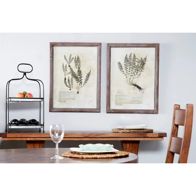 Farmhouse Wood Leaf Framed Wall Art With Brown Frame Set Of 2 Light Brown - Olivia & May 3 Farmhouse Wood Leaf Framed Wall Art With Brown Frame Set Of 2 Light Brown - Olivia & May