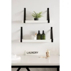 (Set Of 2) 5" X 10" Sudbury Wood And Metal Wall Shelf Set White/Black - Kate & Laurel All Things Decor -Home Shop GUEST 42afb048 6e80 4d7c b34f 45ec9cc9e406