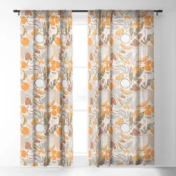 Evamatise Tiki Picnic Mid Century Modern Single Panel Sheer Window Curtain - Deny Designs