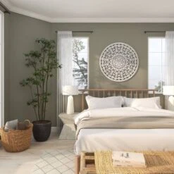 Wood Floral Handmade Intricately Carved Wall Decor With Mandala Design White - Olivia & May -Home Shop GUEST 466716aa 8e32 4218 a5c1 6b041a639137