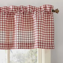 Parkham Farmhouse Plaid Rod Pocket Semi-Sheer Kitchen Curtain Valance And Tiers Set - No. 918