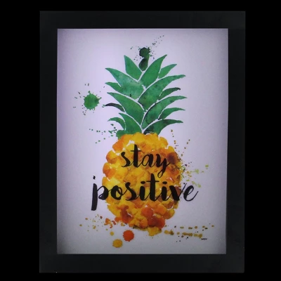 Northlight 9” LED Lighted 'Stay Positive' Pineapple Framed Light Box 4 Northlight 9” LED Lighted 'Stay Positive' Pineapple Framed Light Box - Image 2