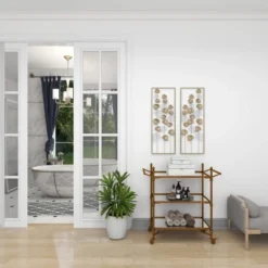 Metal Leaf Tall CutOut Wall Decor With Gold Frame Set Of 2 Gold - Olivia & May -Home Shop GUEST 4d23eb49 be2f 4d47 98a2 e8420a724a75