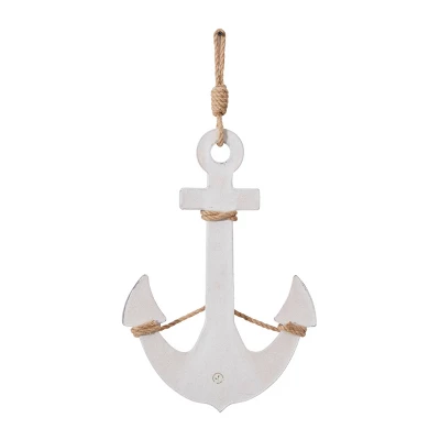 Wooden Anchor Wall Decor With Hanging Rope White - Olivia & May 6 Wooden Anchor Wall Decor With Hanging Rope White - Olivia & May - Image 4