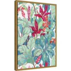 16" X 23" Tropical Flowers I By N.H. Egan Framed Canvas Wall Art - Amanti Art