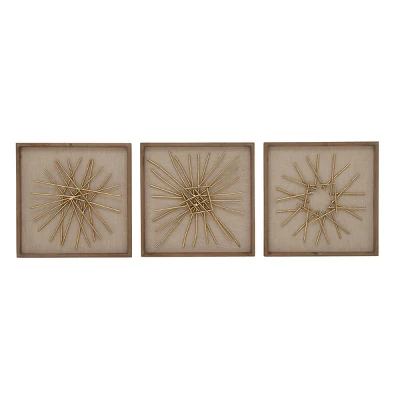 Wood Geometric Sticks Wall Decor Set Of 3 Gold - Olivia & May 8 Wood Geometric Sticks Wall Decor Set Of 3 Gold - Olivia & May - Image 6