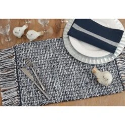 Saro Lifestyle Woven Placemat, 14"x20" Oblong, Navy Blue (Set Of 4) -Home Shop GUEST 5429c1ae 66e9 4710 9ced 7131ac503762