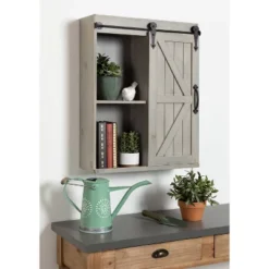 Decorative Wood Wall Storage Cabinet With Sliding Barn Door Rustic Gray - Kate & Laurel All Things Decor -Home Shop GUEST 55966c9e c3c4 4c04 8c24 b18854319abd