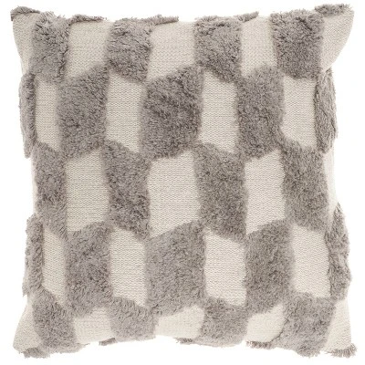 18"x18" Tufted Diag Checkers Square Throw Pillow - Nicole Curtis 10 18"x18" Tufted Diag Checkers Square Throw Pillow - Nicole Curtis - Image 8