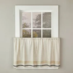 Subtle Stripe Room Darkening Rod Pocket Window Tier Pair Linen By SKL Home