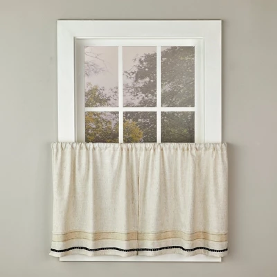 Subtle Stripe Room Darkening Rod Pocket Window Tier Pair Linen By SKL Home 3 Subtle Stripe Room Darkening Rod Pocket Window Tier Pair Linen By SKL Home