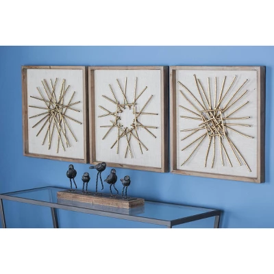 Wood Geometric Sticks Wall Decor Set Of 3 Gold - Olivia & May 3 Wood Geometric Sticks Wall Decor Set Of 3 Gold - Olivia & May